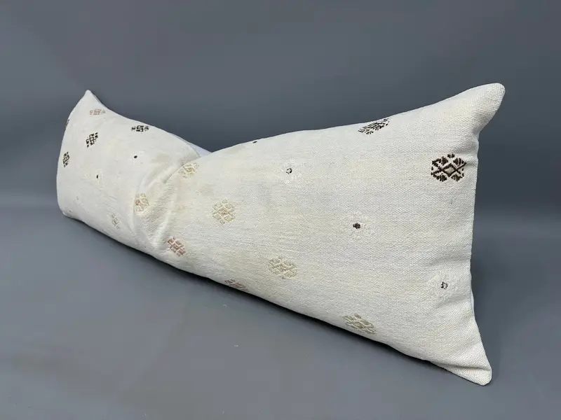 Rustic Pillow, One Of A Kind Pillow Case, Pillow for Sofa, 16x48 White Cushion Case, Kilim Cushion Sham, Boho Pillow, Pillow Cover - 3