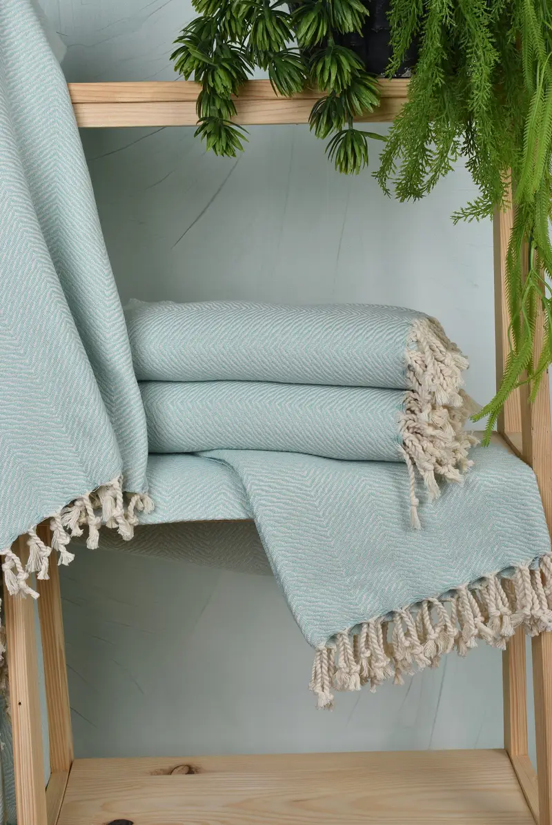 Bridesmaid Gift, Luxury Turkish peshtemal beach towel, Cotton towel, Embroidered Towel, 70x40 Cotton Chevron Towel, Gym Towel, Memorial Gift - 6