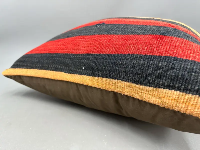 Boho Pillow, Cushion Cover, Kilim Pillow, 24x24 Orange Cushion Cover, Chair Pillow Case, Throw Kilim Pillow, Decorative Bolster Pillow Case - 6