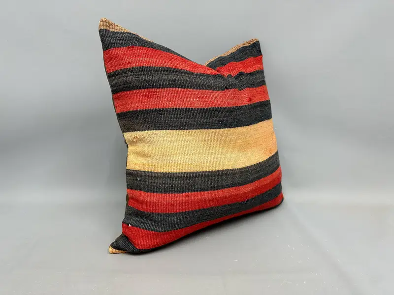 Boho Pillow, Cushion Cover, Kilim Pillow, 24x24 Orange Cushion Cover, Chair Pillow Case, Throw Kilim Pillow, Decorative Bolster Pillow Case - 2