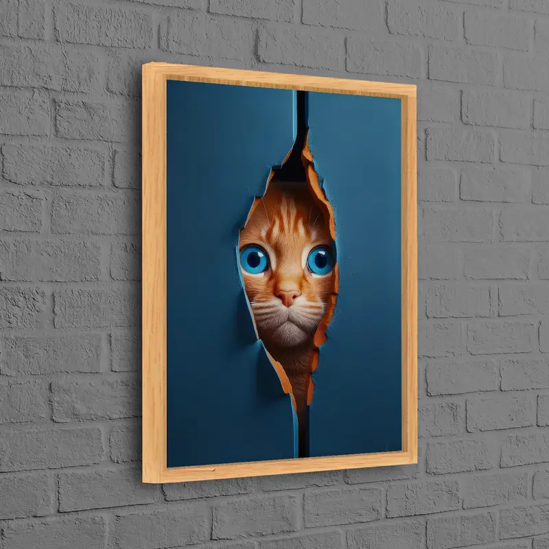 子供部屋の装飾のためのモダンな青い目の猫のキャンバス