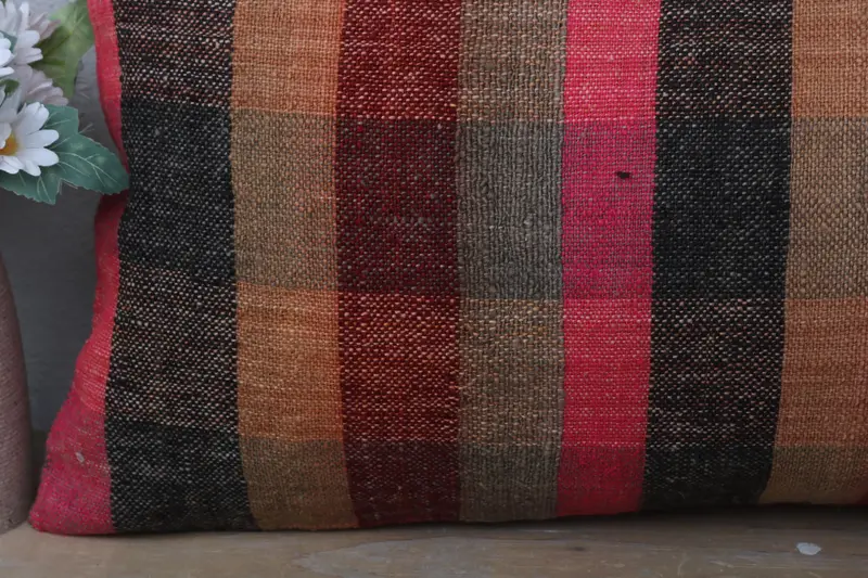 Boho Pillow Sham Cover, Pillow for Sofa, Tribal Pillow Sham, Handmade Kilim Cushion, Vintage Pillow Case, 12x24 Brown Cushion Cover, Cushion - 3