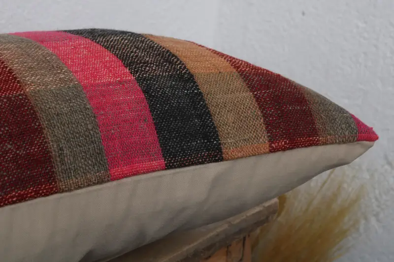 Boho Pillow Sham Cover, Pillow for Sofa, Tribal Pillow Sham, Handmade Kilim Cushion, Vintage Pillow Case, 12x24 Brown Cushion Cover, Cushion - 6