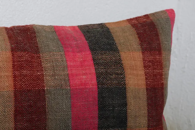 Boho Pillow Sham Cover, Pillow for Sofa, Tribal Pillow Sham, Handmade Kilim Cushion, Vintage Pillow Case, 12x24 Brown Cushion Cover, Cushion - 5