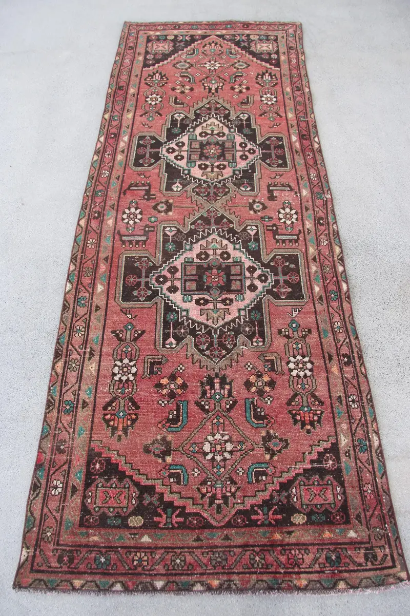 Kırmızı, Siyah Güneybatı Halısı, 3,3x9 ft Zarif Dekor