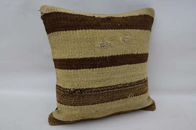 14x14 Beige Pillow, Vintage Kilim Throw Pillow, Decorative Bolster Cushion Cover, Home Decor Pillow, Handmade Kilim Cushion, Cushion Cover - 2