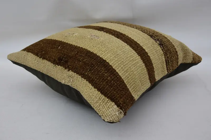 14x14 Beige Pillow, Vintage Kilim Throw Pillow, Decorative Bolster Cushion Cover, Home Decor Pillow, Handmade Kilim Cushion, Cushion Cover - 6