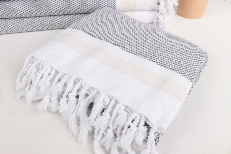 Welcome Wedding Gift, Turkish beach towel, Bachelorette Party Favors, 70x40 Cotton Striped Towel, Quick-Dry Beach Towel, Embroidery Towel - 5