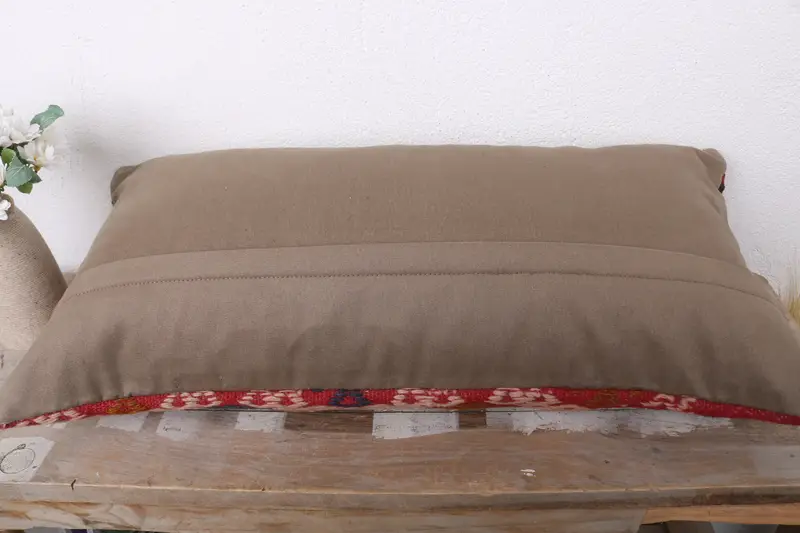Pillow, Vintage Kilim Throw Pillow, Ottoman Cushion, Bed Pillow Cover, Home Decor Pillow, 12x24 Brown Pillow Sham, Boho Pillow Sham Cover - 7