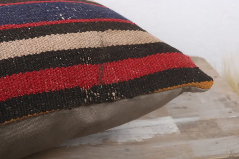 Pillow, Vintage Kilim Throw Pillow, Ottoman Cushion, Bed Pillow Cover, Home Decor Pillow, 12x24 Brown Pillow Sham, Boho Pillow Sham Cover - 6