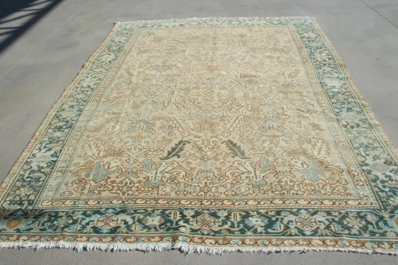 Vintage Teppich, Übergröße 7,9x10,3 ft türkischer Teppich, blaubrauner südwestlicher Wollteppich - 1