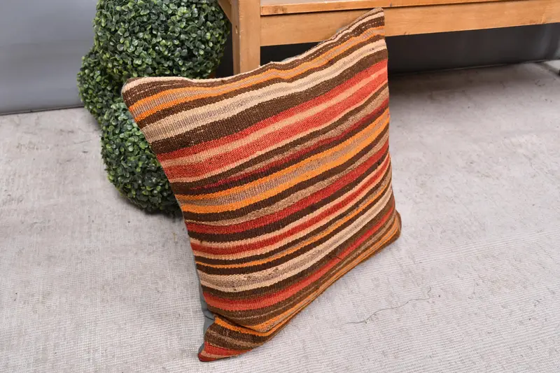 Ethnical Kilim Rug Pillow, 20x20 Red Pillow, Vintage Kilim Throw Pillow, Ethnic Pillow Sham, Pillow Case, Patio Pillow Cover, Boho Pillow - 7