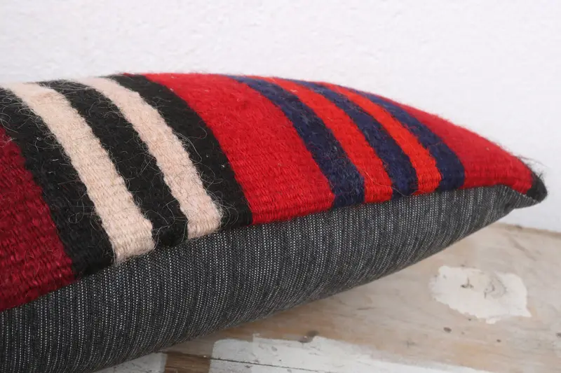 Ethnical Kilim Rug Pillow, Cushion Cover, Vintage Kilim Throw Pillow, Kilim Cushion Sham, 8x16 Red Pillow Case, Aztec Pillow Case - 6