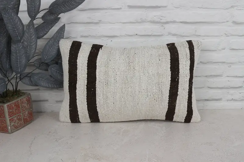 Kilim Rug Cushion, Boho Pillow, Pillow for Sofa, 12x20 White Cushion, Outdoor Pillow Sham, Sofa Pillow Sham, Gift Pillow, Pillow - 1