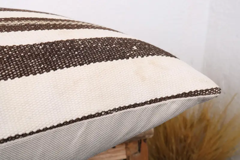 Throw Kilim Pillow, Garden Cushion, Pillow Case, Boho Pillow Sham Cover, Natural Pillow Cover, 20x20 Brown Pillow, Vintage Pillow - 6