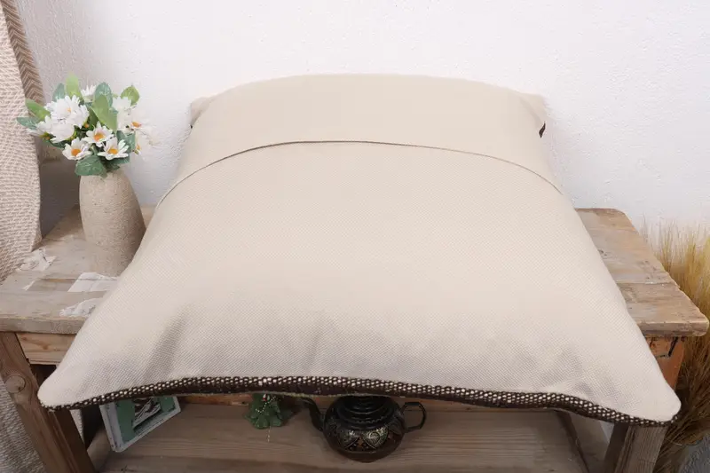 Throw Kilim Pillow, Garden Cushion, Pillow Case, Boho Pillow Sham Cover, Natural Pillow Cover, 20x20 Brown Pillow, Vintage Pillow - 7