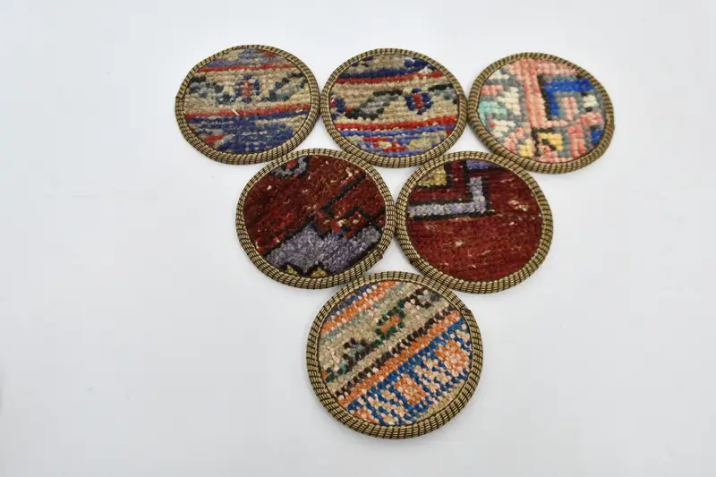 Posavasos redondos bohemios, juego de posavasos rojos y bronce