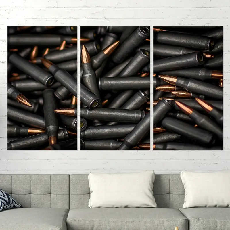 Bullet Canvas, Army Wall Art, Boy Room Decor, Man Cave Canvas, Black Wall Art, Loft Canvas, Trendy Wall Decoration, Canvas Wall Art, - 5