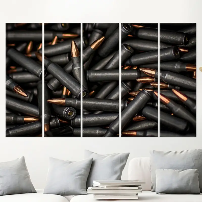 Bullet Canvas, Army Wall Art, Boy Room Decor, Man Cave Canvas, Black Wall Art, Loft Canvas, Trendy Wall Decoration, Canvas Wall Art, - 4