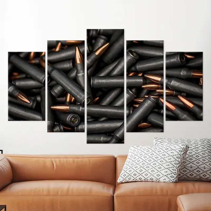 Bullet Canvas, Army Wall Art, Boy Room Decor, Man Cave Canvas, Black Wall Art, Loft Canvas, Trendy Wall Decoration, Canvas Wall Art, - 3