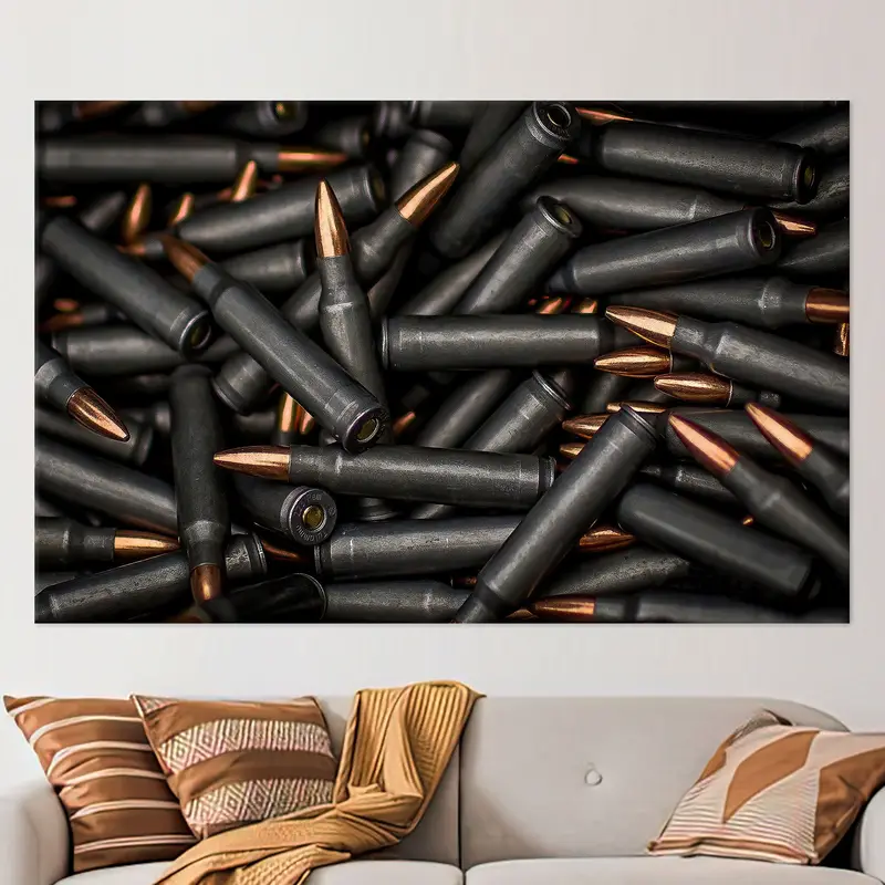 Bullet Canvas, Army Wall Art, Boy Room Decor, Man Cave Canvas, Black Wall Art, Loft Canvas, Trendy Wall Decoration, Canvas Wall Art, - 1
