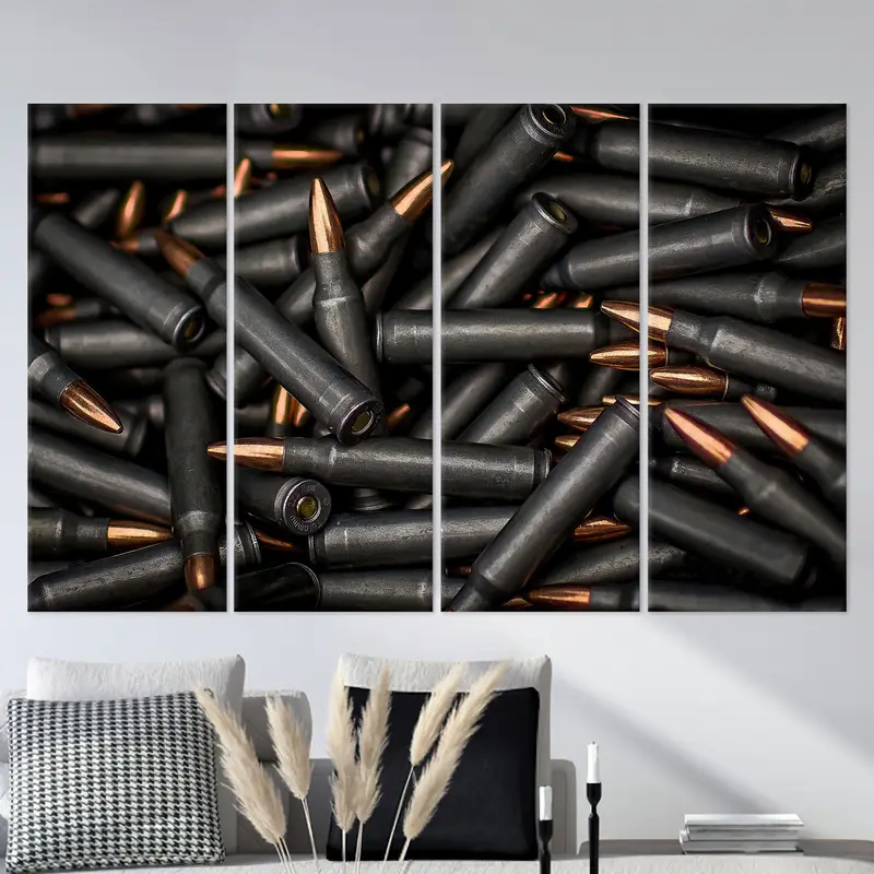 Bullet Canvas, Army Wall Art, Boy Room Decor, Man Cave Canvas, Black Wall Art, Loft Canvas, Trendy Wall Decoration, Canvas Wall Art, - 2