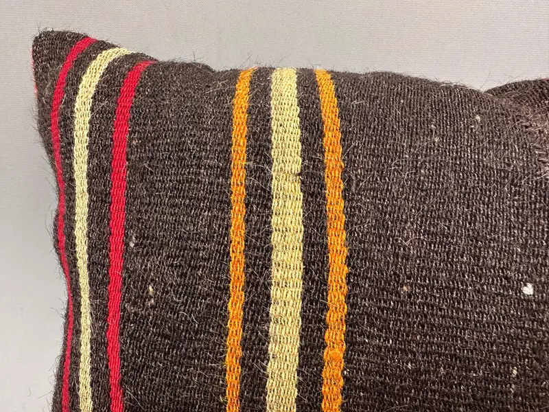 Cushion, Decorative Pillow, Throw Kilim Pillow, Gift Pillow, 12x20 Brown Cushion, One Of A Kind Pillow Sham, Antique Pillows, Handmade Throw Cushion - 2