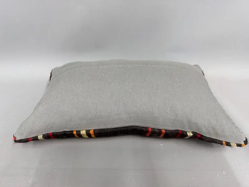 Cushion, Decorative Pillow, Throw Kilim Pillow, Gift Pillow, 12x20 Brown Cushion, One Of A Kind Pillow Sham, Antique Pillows, Handmade Throw Cushion - 4
