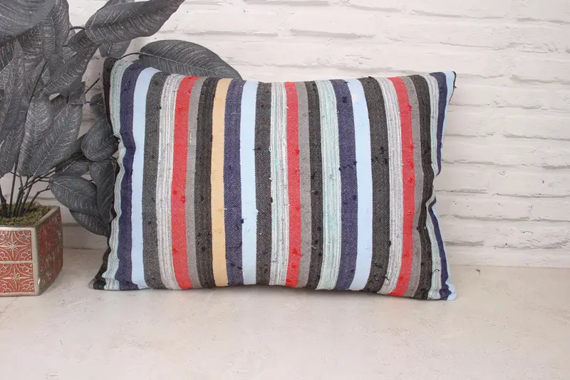 Home Decor Pillow, Bright Pillow, Pillow Cover, Pillow for Sofa, 16x24 Blue Pillow Case, Neutral Throw Pillow Case, Ethnical Kilim Rug Pillow - 1
