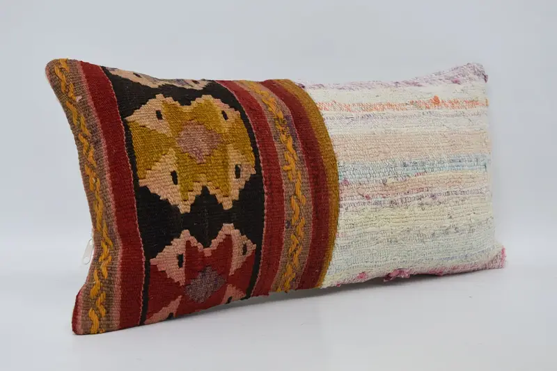 12x24 Red Cushion, Throw Kilim Pillow, Turkish Kilim Pillow, Cushion Cover, Boho Pillow Sham Cover, Crochet Pattern Cushion - 3