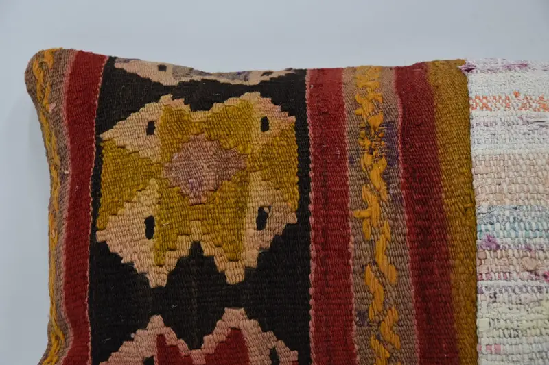12x24 Red Cushion, Throw Kilim Pillow, Turkish Kilim Pillow, Cushion Cover, Boho Pillow Sham Cover, Crochet Pattern Cushion - 2