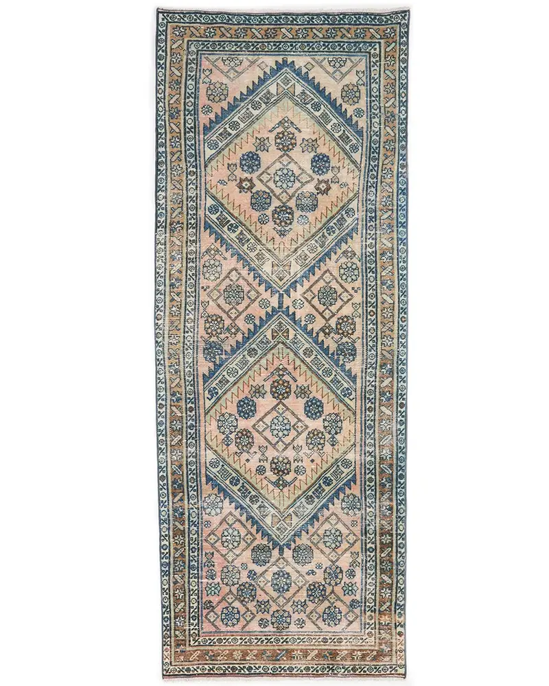 ブルーの抽象的なラグ、3.1x8.2フィートのエレガントでモダンな装飾