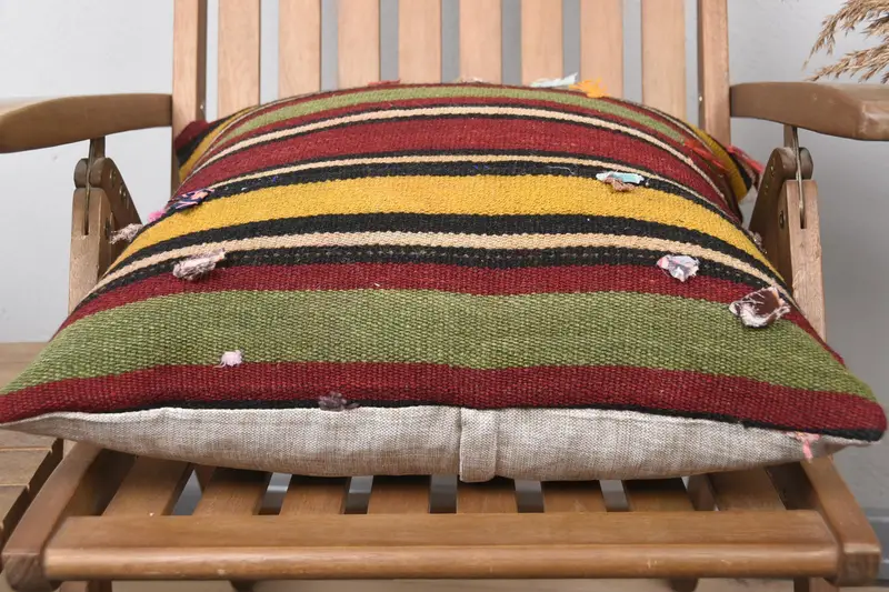 20x20 Yellow Pillow Case, Throw Kilim Pillow, Armchair Cushion, Boho Pillow, Garden Cushion Cover, Cushion, Natural Pillow Cover, Antique Pillows - 5