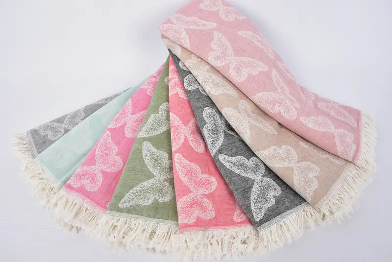 Turkish bath towel, Friends Beach Towel, Bridal Shower Favors, Wedding Gift, Best Friend Gift Ideas, 68x36 Cotton Butterfly Pattern Towel - 4