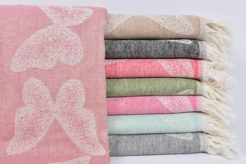 Turkish bath towel, Friends Beach Towel, Bridal Shower Favors, Wedding Gift, Best Friend Gift Ideas, 68x36 Cotton Butterfly Pattern Towel - 1