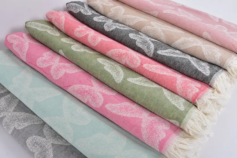 Turkish bath towel, Friends Beach Towel, Bridal Shower Favors, Wedding Gift, Best Friend Gift Ideas, 68x36 Cotton Butterfly Pattern Towel - 6