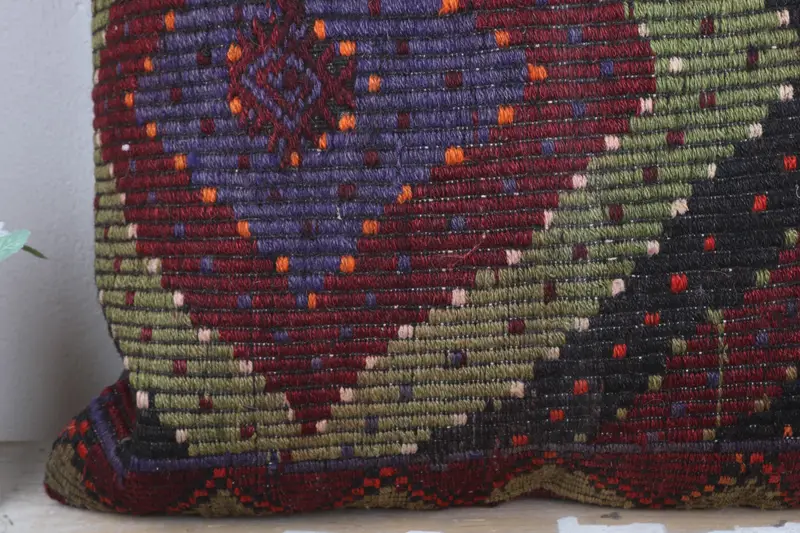 Home Decor Pillow, Cushion Case, Anatolian Cushion, Boho Pillow, Wool Kilim Pillow Pillow Sham, 28x28 Red Pillow Cover, Vintage Kilim Pillow - 3