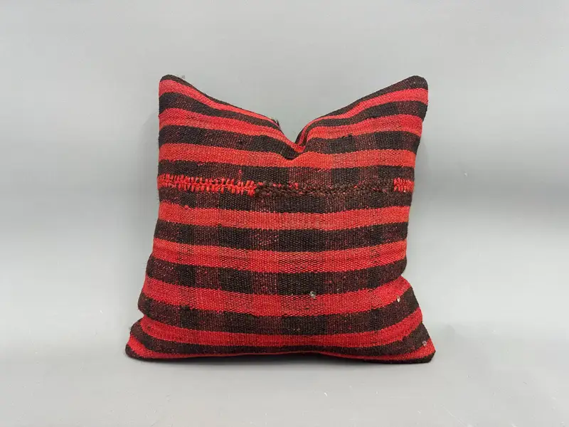 Pastel Pillow Case, 18x18 Red Cushion Case, Office Chair Cushion, Cushion, Vintage Kilim Throw Pillow, Kilim Cushion Sham, Pillow for Sofa - 1