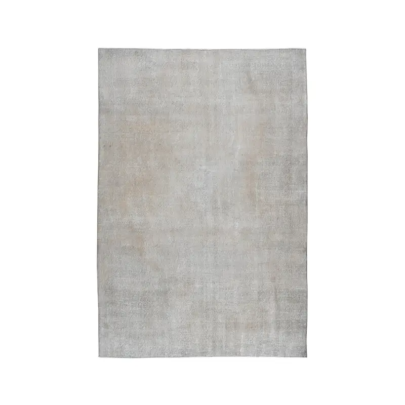 6.3x9.3 ft Large Vintage Turkish Rug, Gray Ikat Wool Rug - 1