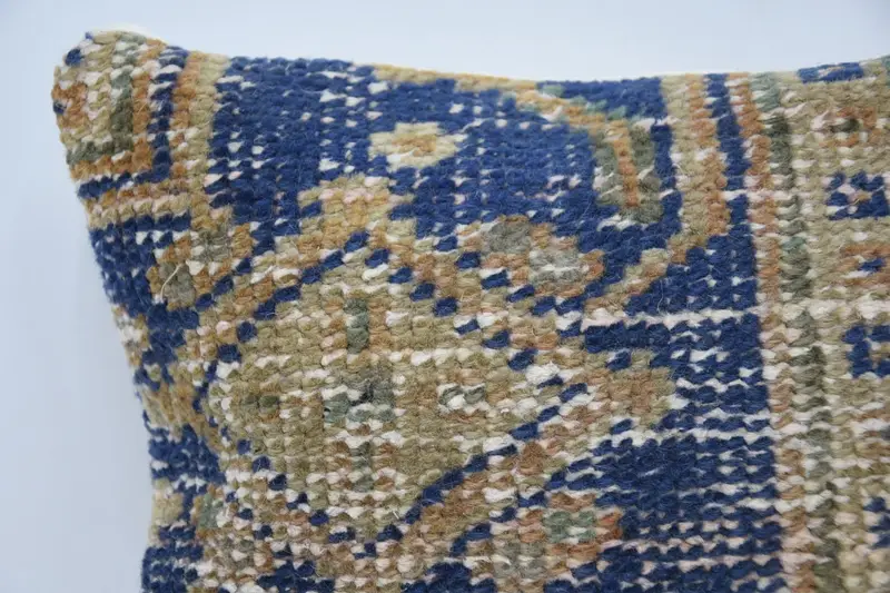 Pillow Case, Vintage Kilim Pillow, Throw Kilim Pillow, Boho Chic Pillow Cover, Antique Pillows, 12x12 Blue Pillow Sham - 2
