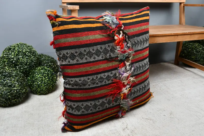 Decorative Throw Pillow Sham, Pillow for Couch, Handmade Pillow Case, 28x28 Red Cushion, Cushion, Gift Pillow, Turkish Kilim Pillow - 7