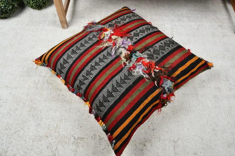 Decorative Throw Pillow Sham, Pillow for Couch, Handmade Pillow Case, 28x28 Red Cushion, Cushion, Gift Pillow, Turkish Kilim Pillow - 8