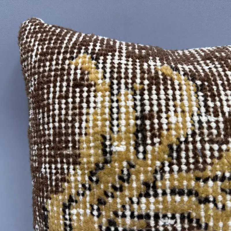 Pillow Case, Gift Pillow, Kilim Cushion Sham, Boho Throw Cushion Case, Vintage Pillow, Custom Cushion Cover, Yoga Pillow, 12x12 Brown Pillow Sham - 5