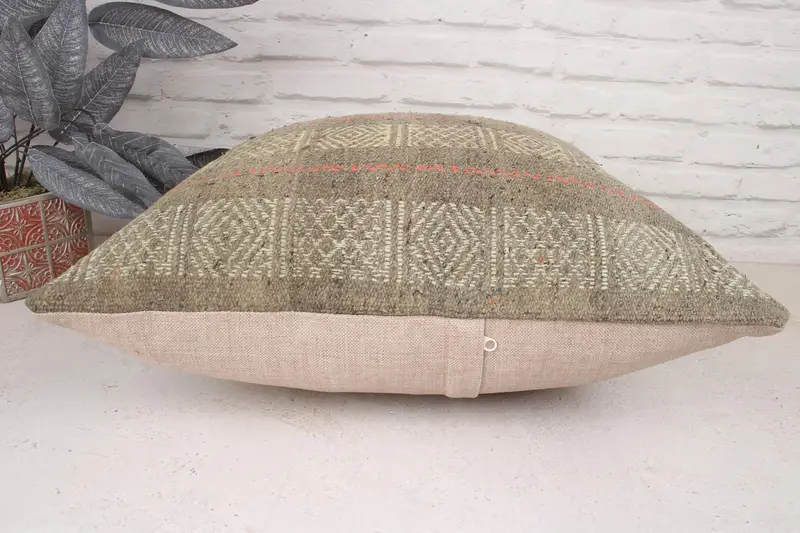 20x20 Yellow Pillow, Vintage Kilim Pillow, Turkish Rugs Pillow Cover, Outdoor Patio Pillow Cover, Kilim Cushion Sham, Gift Pillow, Cushion - 5