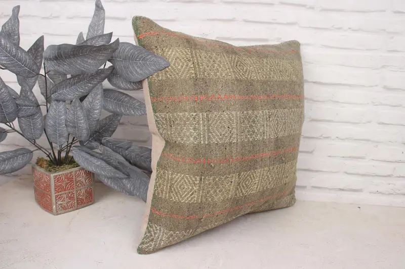 20x20 Yellow Pillow, Vintage Kilim Pillow, Turkish Rugs Pillow Cover, Outdoor Patio Pillow Cover, Kilim Cushion Sham, Gift Pillow, Cushion - 3