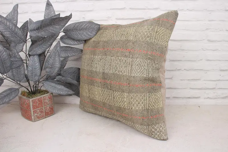 20x20 Yellow Pillow, Vintage Kilim Pillow, Turkish Rugs Pillow Cover, Outdoor Patio Pillow Cover, Kilim Cushion Sham, Gift Pillow, Cushion - 4