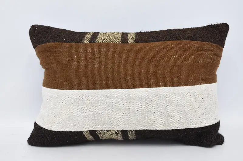 Pillow for Couch, Vintage Kilim Throw Pillow, 16x24 Brown Cushion Case, Nomadic Pillow Case, Cushion Cover, Vintage Kilim Pillow - 1