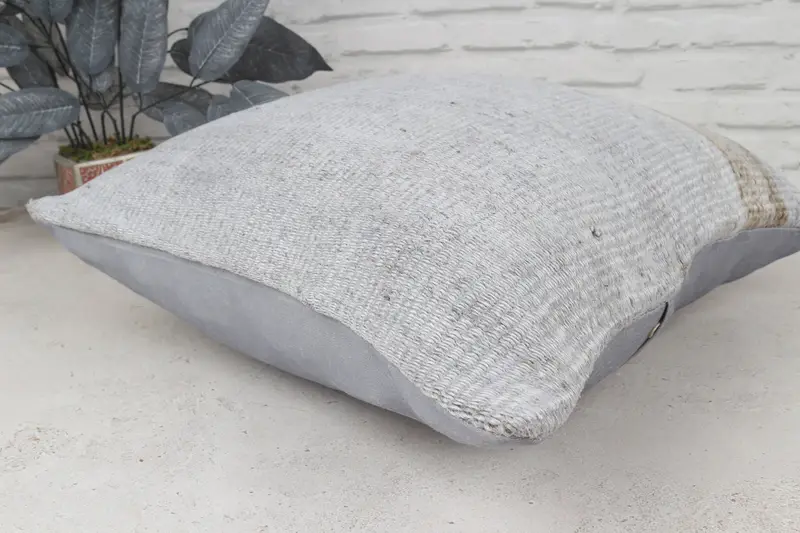20x20 Gray Pillow Cover, Throw Kilim Pillow, Boho Pillow, Square Throw Pillow Sham, Kilim Cushion Sham, Yoga Cushion Cover, Pillow - 7