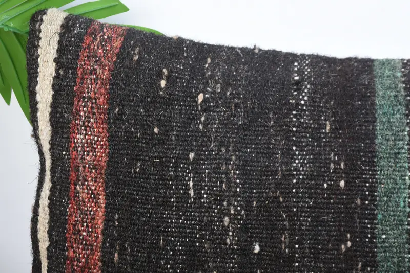 12x20 Black Cushion Cover, Vintage Pillow, Antique Pillows, Oriental Pillow Sham, Kilim Pillow, Cushion, Tapestry Pillow Case - 2