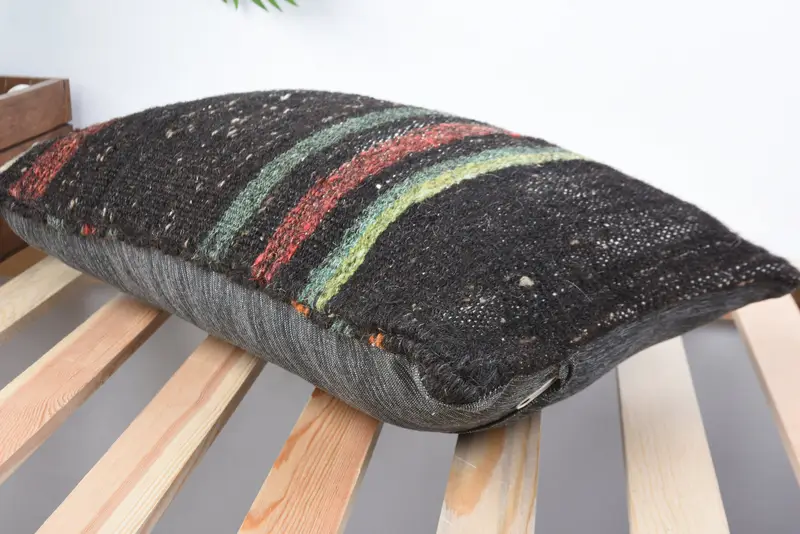 12x20 Black Cushion Cover, Vintage Pillow, Antique Pillows, Oriental Pillow Sham, Kilim Pillow, Cushion, Tapestry Pillow Case - 6